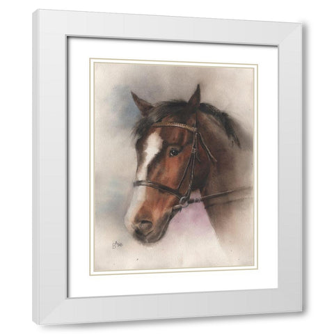 Brown Horse White Modern Wood Framed Art Print with Double Matting by Besedina, Anastasiia