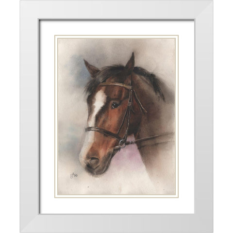 Brown Horse White Modern Wood Framed Art Print with Double Matting by Besedina, Anastasiia