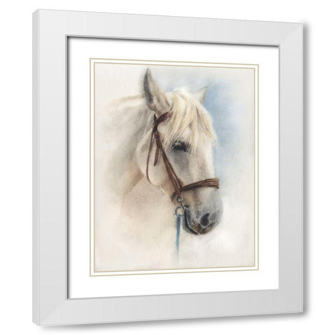 White Horse White Modern Wood Framed Art Print with Double Matting by Besedina, Anastasiia