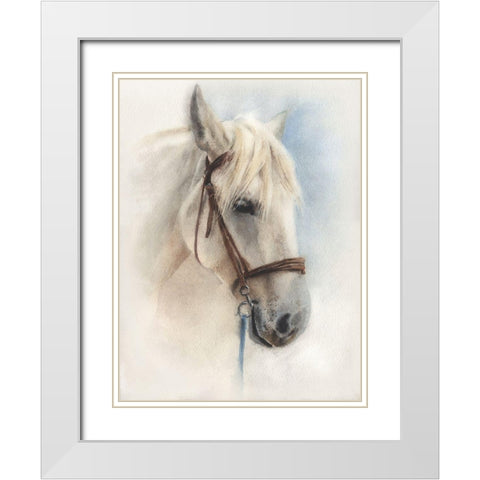 White Horse White Modern Wood Framed Art Print with Double Matting by Besedina, Anastasiia