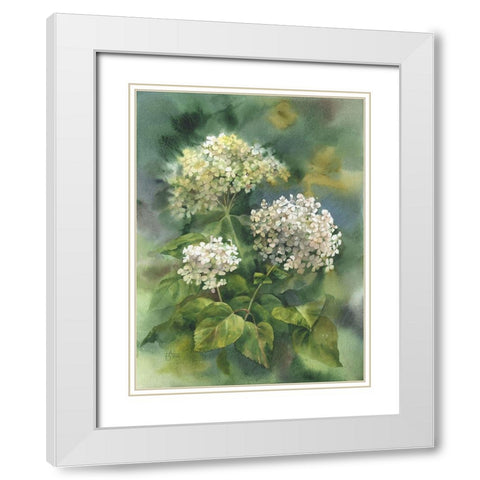 White Hydrangeas White Modern Wood Framed Art Print with Double Matting by Besedina, Anastasiia