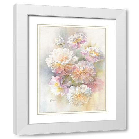 Aerial Peonies White Modern Wood Framed Art Print with Double Matting by Besedina, Anastasiia