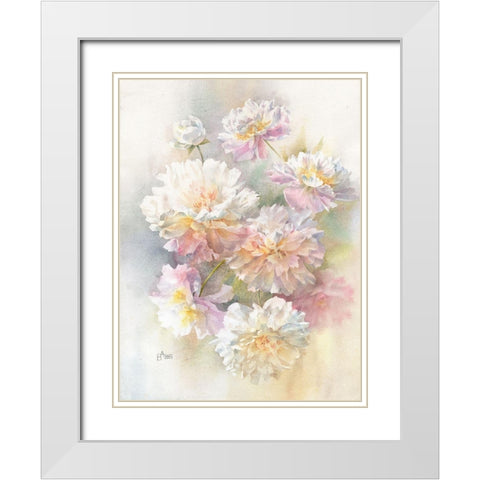 Aerial Peonies White Modern Wood Framed Art Print with Double Matting by Besedina, Anastasiia