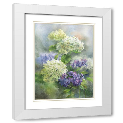 Hydrangea and Phloxes White Modern Wood Framed Art Print with Double Matting by Besedina, Anastasiia
