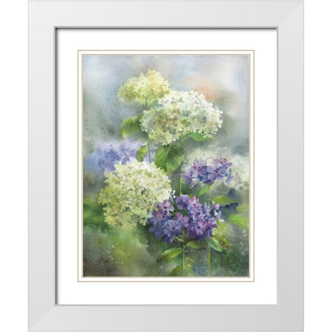 Hydrangea and Phloxes White Modern Wood Framed Art Print with Double Matting by Besedina, Anastasiia