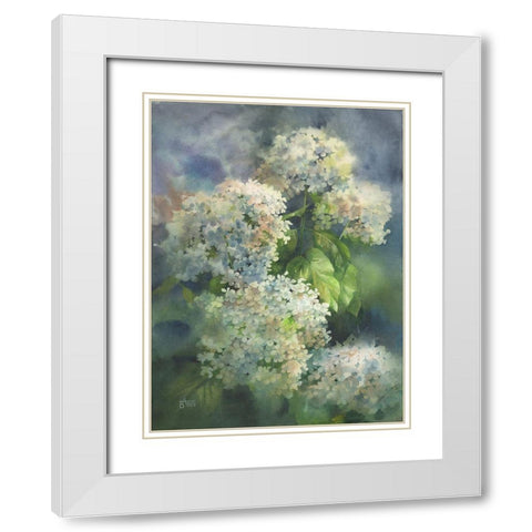 Solar Hydrangeas White Modern Wood Framed Art Print with Double Matting by Besedina, Anastasiia