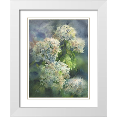 Solar Hydrangeas White Modern Wood Framed Art Print with Double Matting by Besedina, Anastasiia