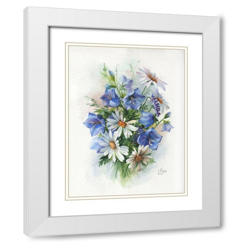 Summer Boouquet White Modern Wood Framed Art Print with Double Matting by Besedina, Anastasiia