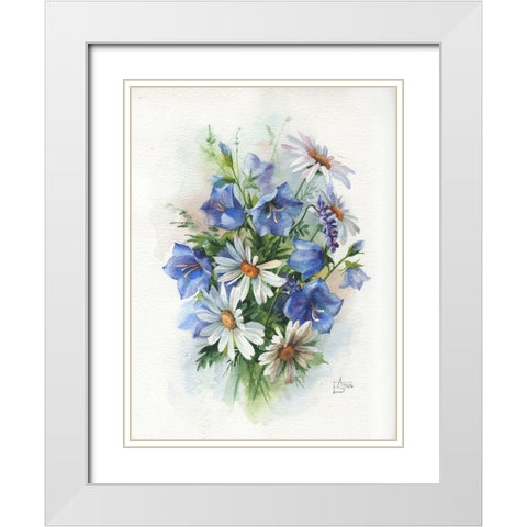 Summer Boouquet White Modern Wood Framed Art Print with Double Matting by Besedina, Anastasiia
