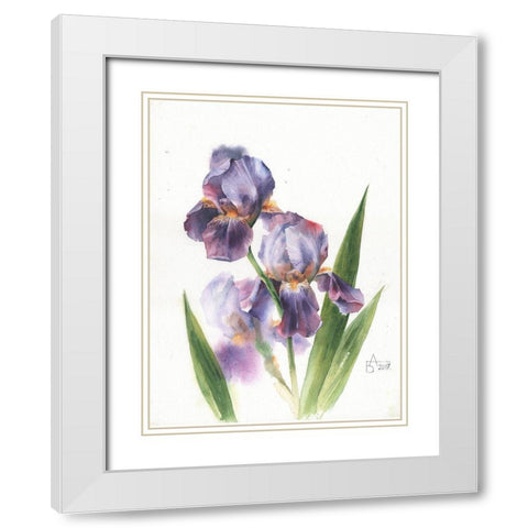 Iris White Modern Wood Framed Art Print with Double Matting by Besedina, Anastasiia