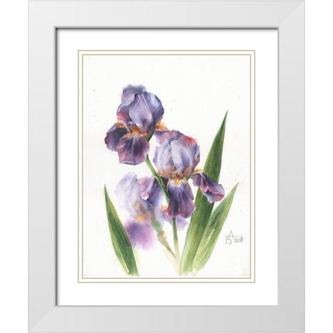Iris White Modern Wood Framed Art Print with Double Matting by Besedina, Anastasiia