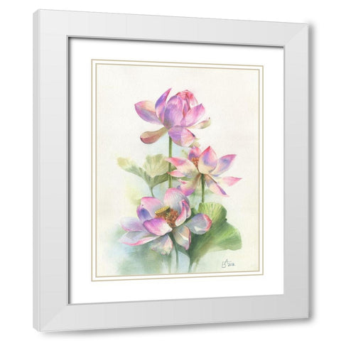 Lotos White Modern Wood Framed Art Print with Double Matting by Besedina, Anastasiia