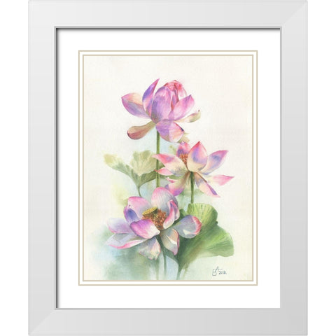 Lotos White Modern Wood Framed Art Print with Double Matting by Besedina, Anastasiia