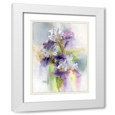 Big Iris White Modern Wood Framed Art Print with Double Matting by Besedina, Anastasiia
