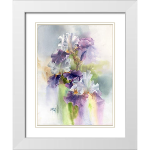 Big Iris White Modern Wood Framed Art Print with Double Matting by Besedina, Anastasiia