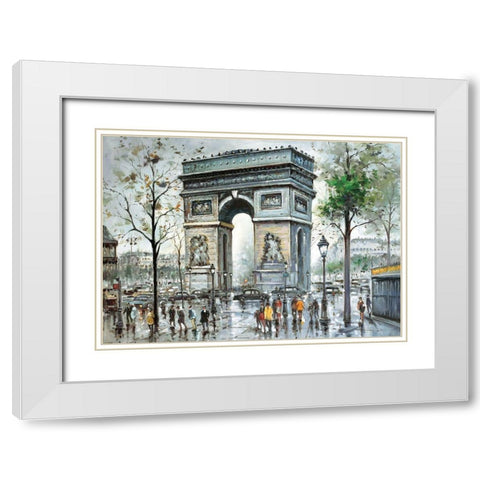 Paris View II White Modern Wood Framed Art Print with Double Matting by Bertrand, Yves