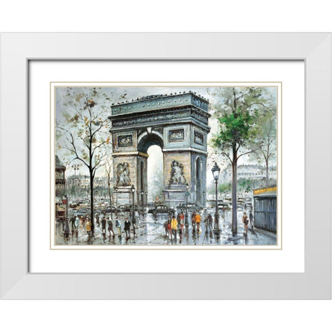 Paris View II White Modern Wood Framed Art Print with Double Matting by Bertrand, Yves