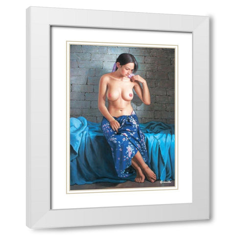 Miss Olivia White Modern Wood Framed Art Print with Double Matting by Pfistermuller, Werner