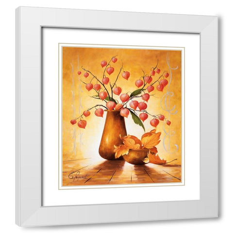 Italian Flowers I White Modern Wood Framed Art Print with Double Matting by Lopardi, E.