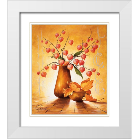 Italian Flowers I White Modern Wood Framed Art Print with Double Matting by Lopardi, E.