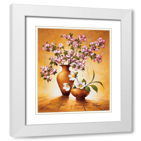 Italian Flowers II White Modern Wood Framed Art Print with Double Matting by Lopardi, E.