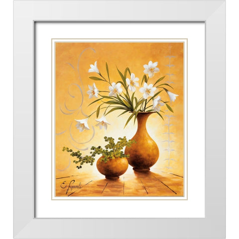 Italian Flowers III White Modern Wood Framed Art Print with Double Matting by Lopardi, E.