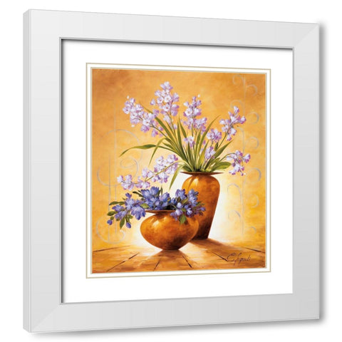 Italian Flowers IV White Modern Wood Framed Art Print with Double Matting by Lopardi, E.