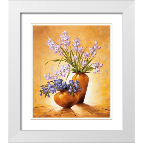 Italian Flowers IV White Modern Wood Framed Art Print with Double Matting by Lopardi, E.