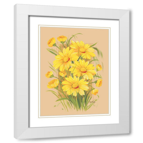 Flowers Composition III White Modern Wood Framed Art Print with Double Matting by Divisova, Jaroslava