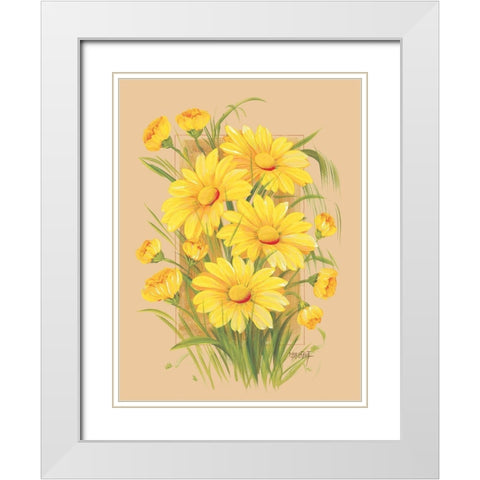 Flowers Composition III White Modern Wood Framed Art Print with Double Matting by Divisova, Jaroslava