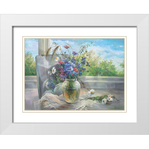 Vase by Window I White Modern Wood Framed Art Print with Double Matting by Belousova, Irina