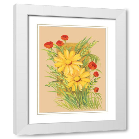 Flowers Composition IV White Modern Wood Framed Art Print with Double Matting by Divisova, Jaroslava