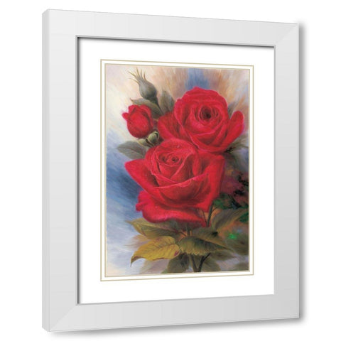 Roses I White Modern Wood Framed Art Print with Double Matting by Piliszek, Beata