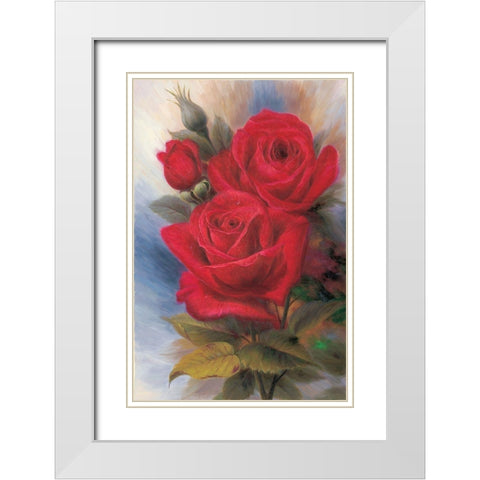 Roses I White Modern Wood Framed Art Print with Double Matting by Piliszek, Beata