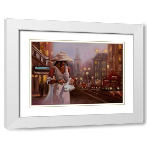Girls in White Dress in London White Modern Wood Framed Art Print with Double Matting by Stepien, Ryszard