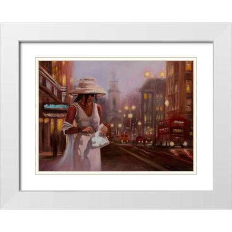 Girls in White Dress in London White Modern Wood Framed Art Print with Double Matting by Stepien, Ryszard