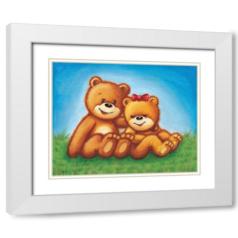 Teddy Bears II White Modern Wood Framed Art Print with Double Matting by Daria