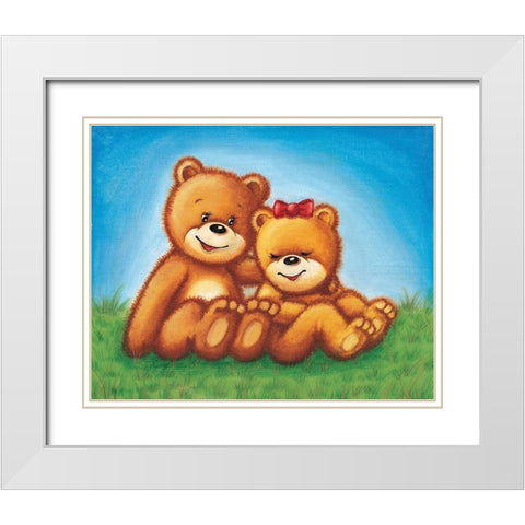 Teddy Bears II White Modern Wood Framed Art Print with Double Matting by Daria