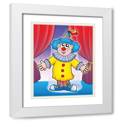 Smiling Clown White Modern Wood Framed Art Print with Double Matting by Viskova, Klara