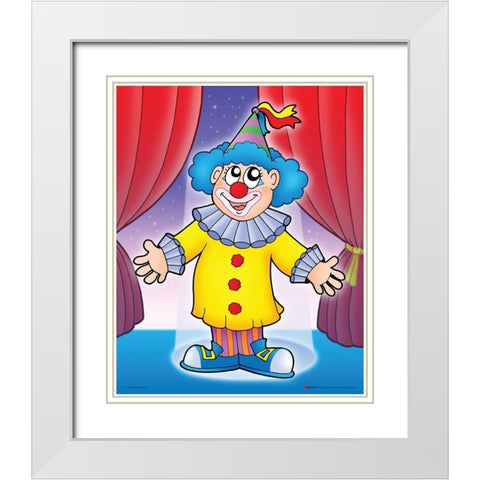 Smiling Clown White Modern Wood Framed Art Print with Double Matting by Viskova, Klara