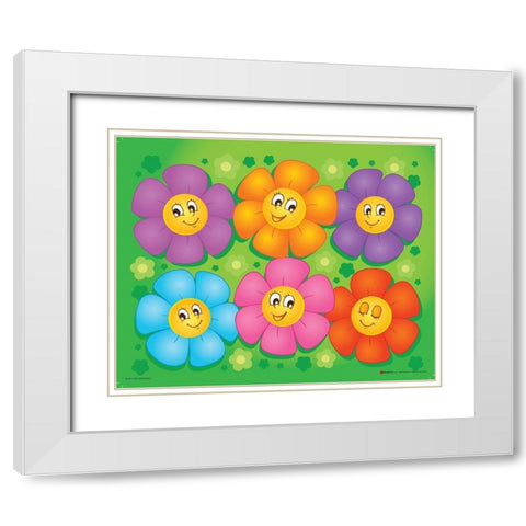 Flowers White Modern Wood Framed Art Print with Double Matting by Viskova, Klara