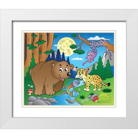 Wood Animals I White Modern Wood Framed Art Print with Double Matting by Viskova, Klara