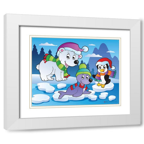 Winter Animals I White Modern Wood Framed Art Print with Double Matting by Viskova, Klara