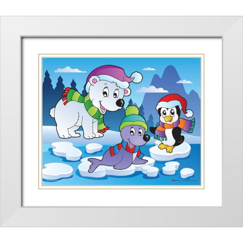 Winter Animals I White Modern Wood Framed Art Print with Double Matting by Viskova, Klara