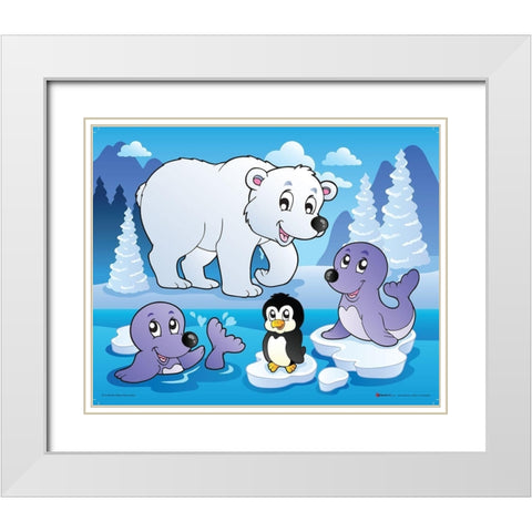 Winter Animals II White Modern Wood Framed Art Print with Double Matting by Viskova, Klara