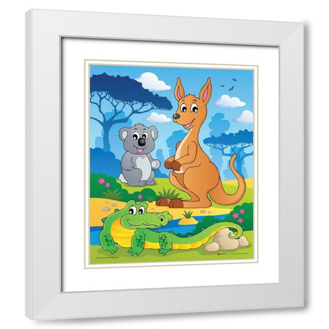 Australian Animals White Modern Wood Framed Art Print with Double Matting by Viskova, Klara