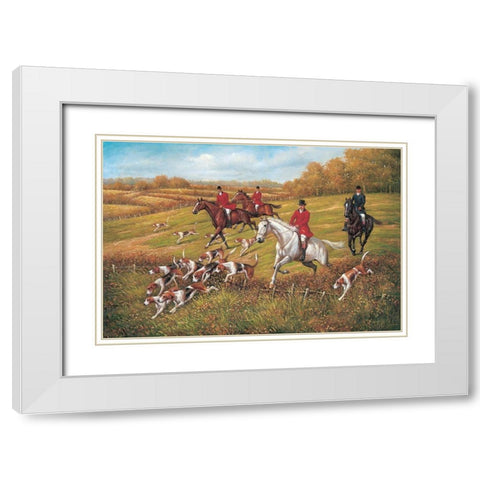 Hunting near Bristol White Modern Wood Framed Art Print with Double Matting by Schwarz, Johann
