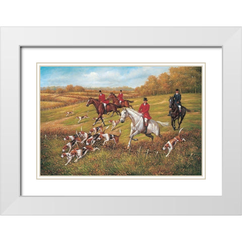 Hunting near Bristol White Modern Wood Framed Art Print with Double Matting by Schwarz, Johann