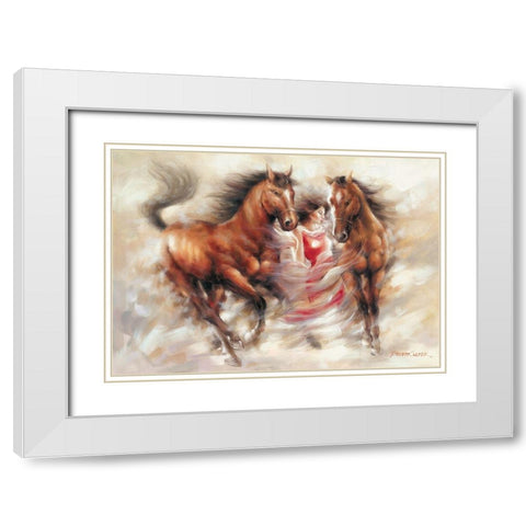 Ann with Horses II White Modern Wood Framed Art Print with Double Matting by Carter, Prvett