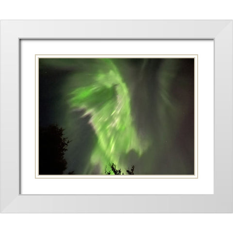 Northern Lights Iceland I White Modern Wood Framed Art Print with Double Matting by Bures, Josef